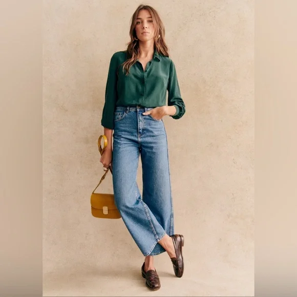 Sezane Le Crop Jean Denim. Size 36. Color: Denim Blue - Picture 1 of 11